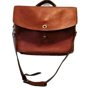 RARE Vintage J.K. BOARDWALK 90's Brown Leather Laptop Messenger Bag Briefcase